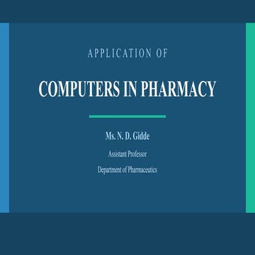 Application of Computers in Pharmacy | PPTX