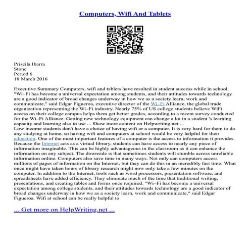 Computers, Wifi And Tablets