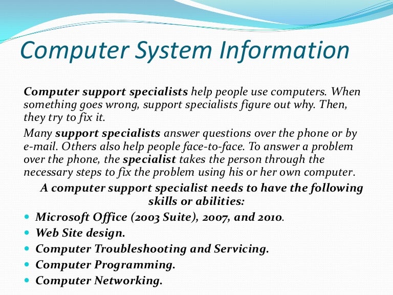 Computer system information presentation