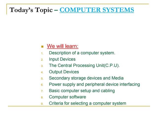 NOTE ON FORM ONE  ABOUT THE SECOND TOPIC Computer systems1.pptx