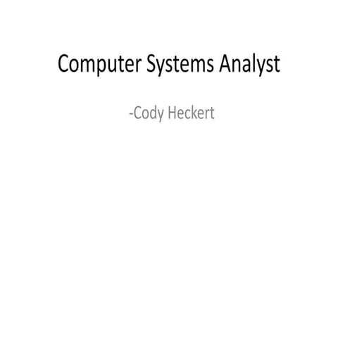 Computer Systems Analyst | PPT