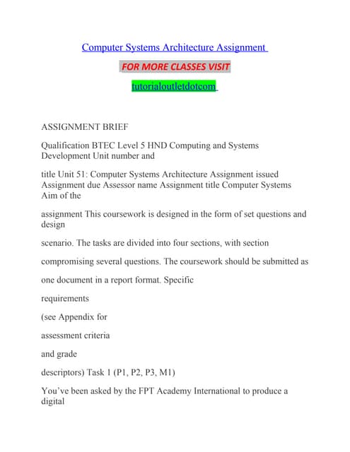 Computer Systems Architecture Assignment Tutorialoutlet Doc Computer Systems Architecture Assignment Tutorialoutlet Doc