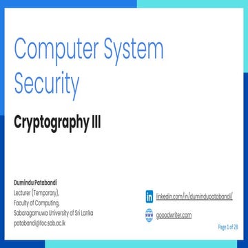 Computer System Security 6 - Asymmetric Encryption | PDF