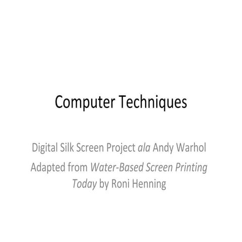 Computer Techniques In Photoshop 1