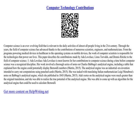 Computer Technology Contributions | PDF