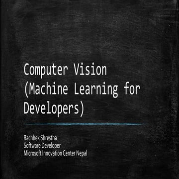 Computer vision (machine learning for developers)
