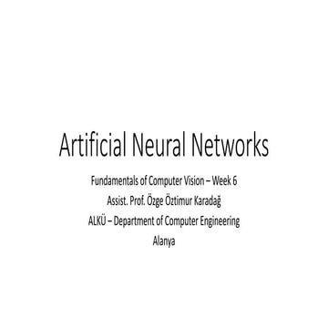 Artificial Neural Networks Artificial Neural Networks