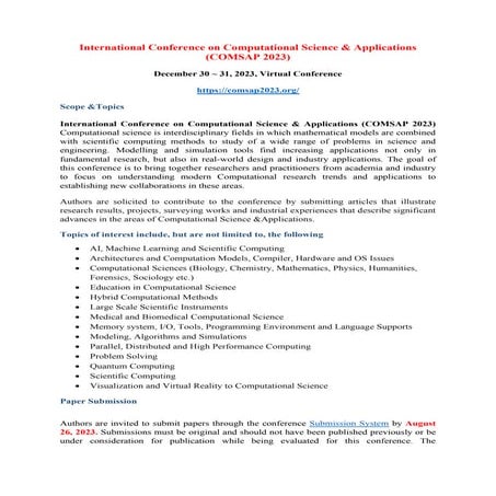 3rd International Conference on Computational Science & Applications ...