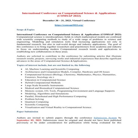 3rd International Conference on Computational Science & Applications ...