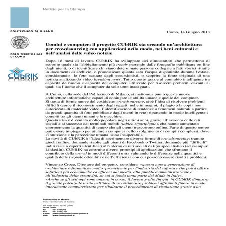 CUbRIK Press Release