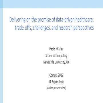 Delivering on the promise of data-driven healthcare: trade-offs, challenges, ...