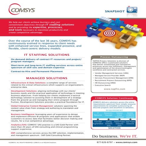 Comsys Snapshot