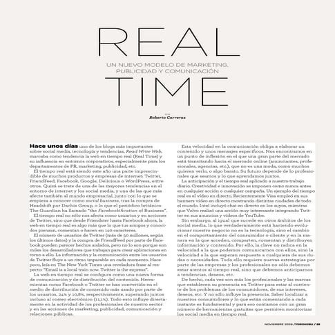 Un nuevo modelo de Marketing, Publicidad y Comunicación: el Tiempo Real