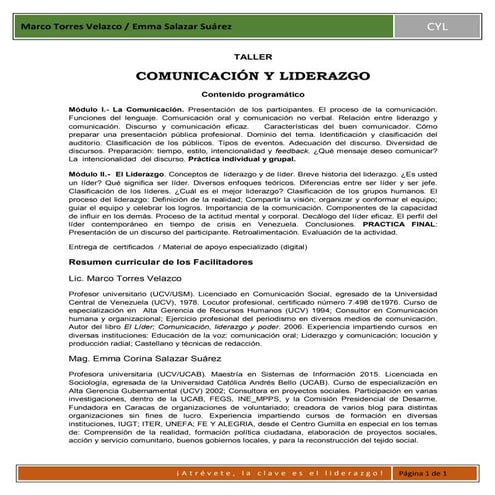 Comunicación y liderazgo programa CYL