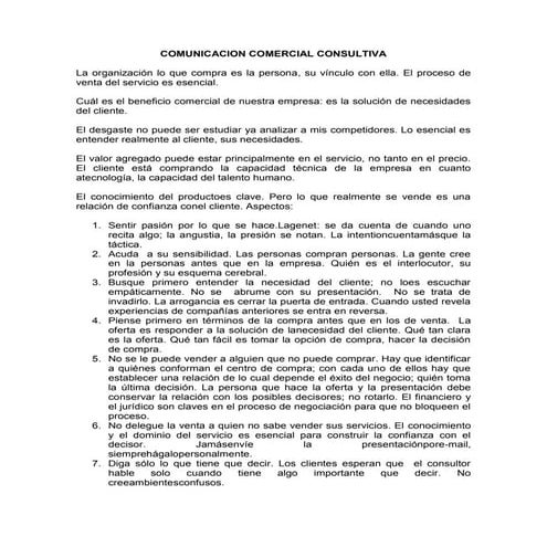 Comunicacion comercial consultiva