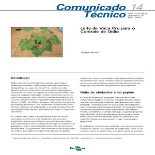 Comunicado 14 leite de vaca cru par...