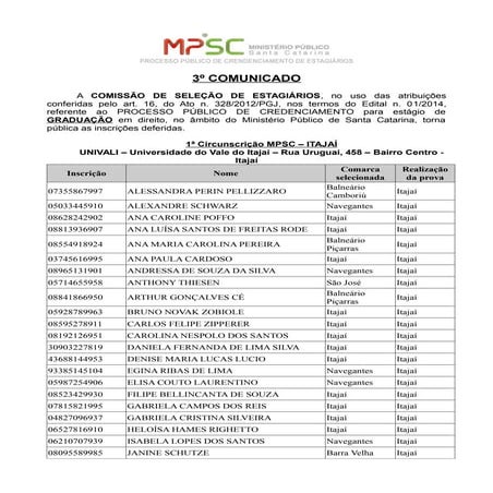 Estágio de Direito - inscrições deferidas e locais de prova