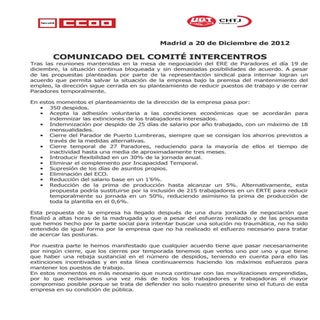 Comunicado comité intercentros 19 y...