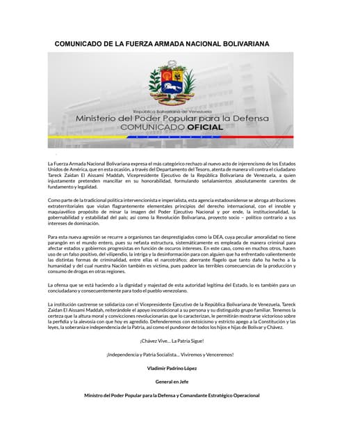 Comunicado de la Fuerza Armada Naci...