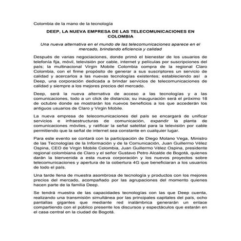 Comunicado de prensa deep