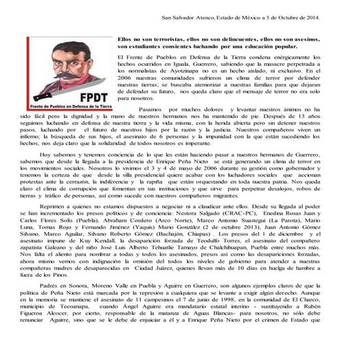 Comunicado Ayotzinapa