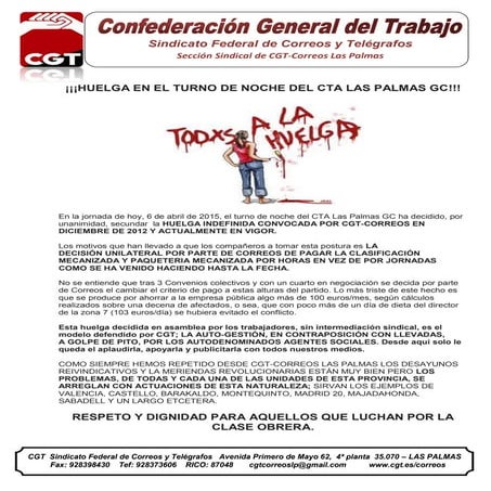 Comunicado huelga cta As Palmas
