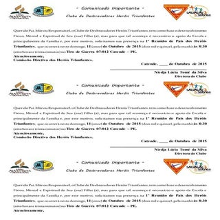 Comunicado aos Pais / Responsáveis ...