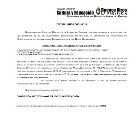 Comunicado n° 3 2
