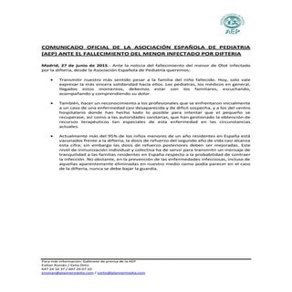 Comunicado oficial de la AEP sobre ...