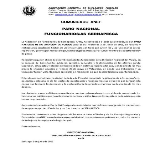 Comunicado sernapesca