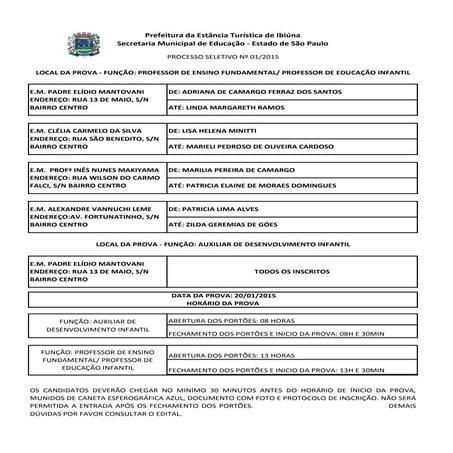 Comunicados processo seletivo Ibiúna