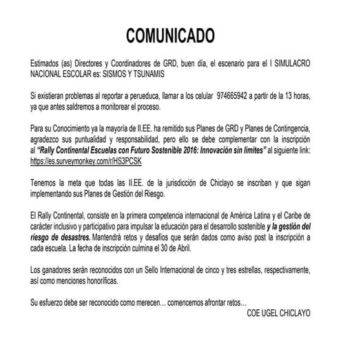 Comunicado urgente