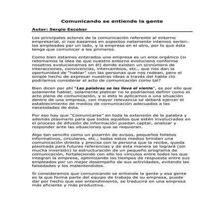 Comunicando se entiende la gente