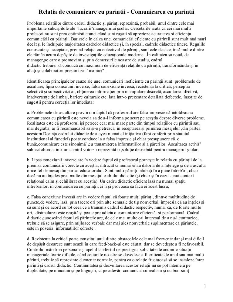 Referat comunicarea dintre parinti si copii - Lumea fericirii