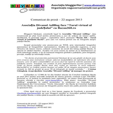 Comunicat bacau360.ro