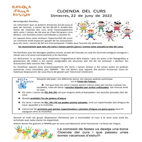 Comunicat Cloenda curs famílies juny 2022