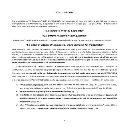 Comunicato 11 agosto