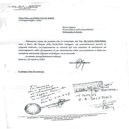 Comunicazione al-procuratore-della-repubblica-del-tribunale-di-roma | PDF