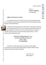 Lettera per incorporazione di società