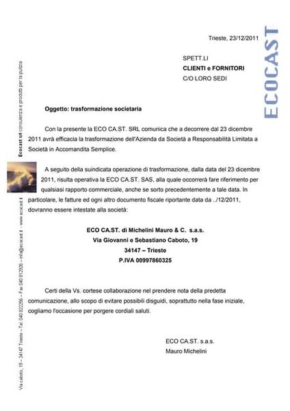 Lettera di presentazione