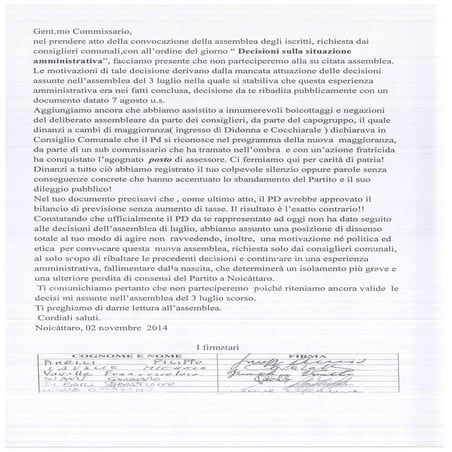 Comunicazioni all'assemblea del 3 novembre 2014 (1)