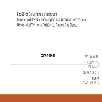 Formas de Organización Social y Poder Público en Venezuela: Comunidades ...