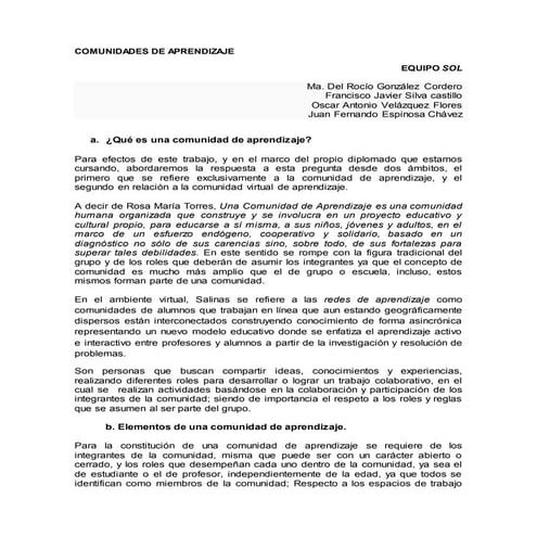 Comunidad de aprendizaje final | PPTX