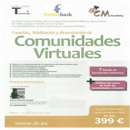 Seminario Creación, Fidelización y Dinamización de Comunidades Virtuales