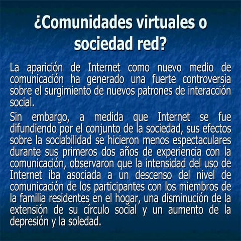 Comunidades Virtuales O Sociedad De Red Manuel Castell