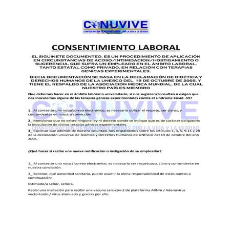 Conuvive consentimiento laboral - Ecuador
