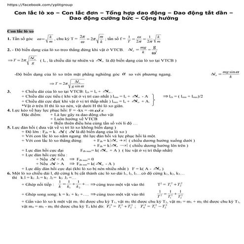 Con lắc đơn - Con lắc lò xo - Tổng hợp dao động - Dao động tắt dần - Dao động...