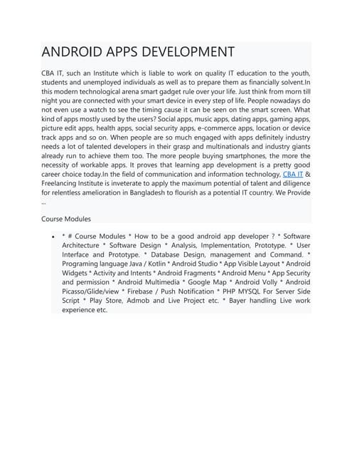 ANDROID APPS DEVELOPMENT | PDF | Technology Industry | Industries