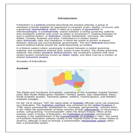 A word document on fedralism .