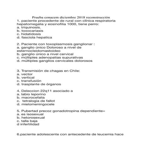 conacem diciembre 2018 pediatria preguntas frecuentes | PDF